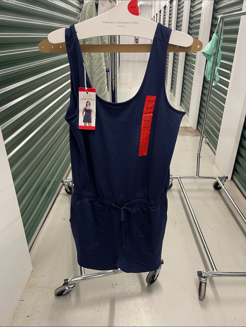 lola Navy Sleeveless Kids One-Piece Romper